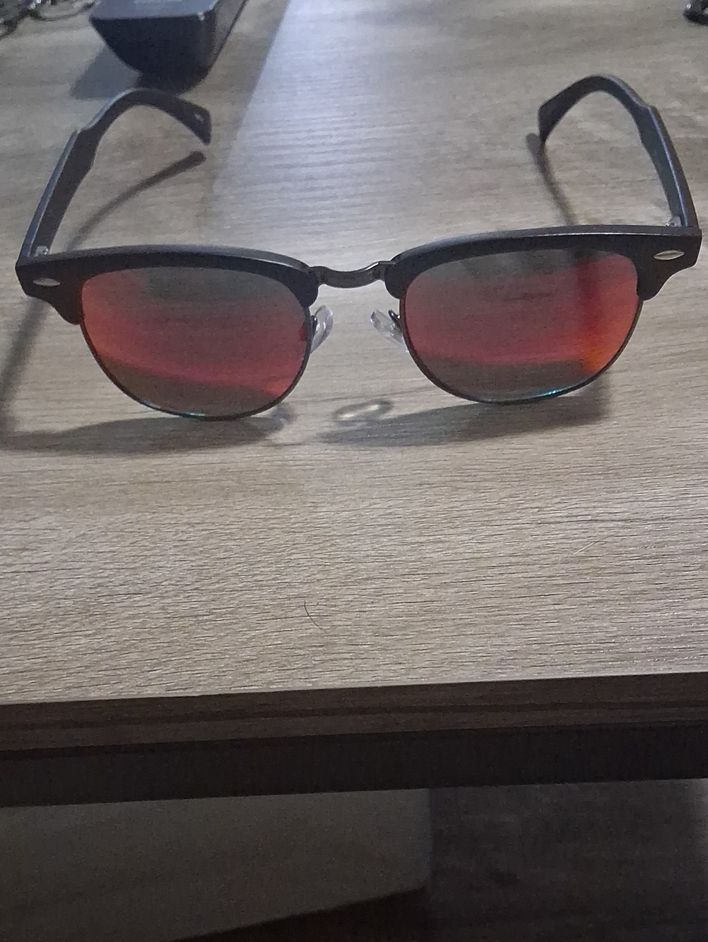 Classic Clubmaster Sunglasses with Red Mirrored Lenses